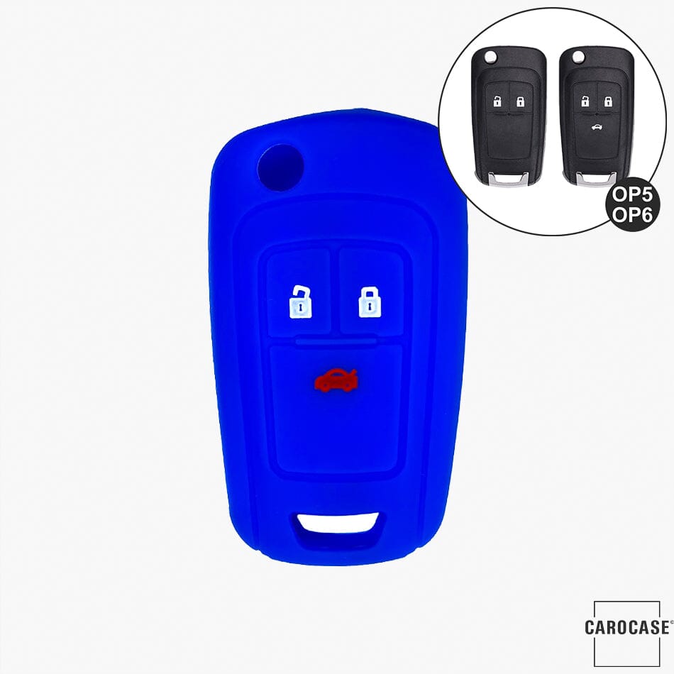 Silikon Schutzhülle / Cover passend für Opel Autoschlüssel OP6, OP5 keyholster.com | the case company blau 