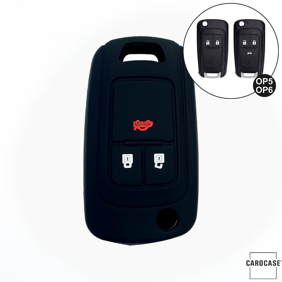 Silikon Schutzhülle / Cover passend für Opel Autoschlüssel OP6, OP5 keyholster.com | the case company schwarz 