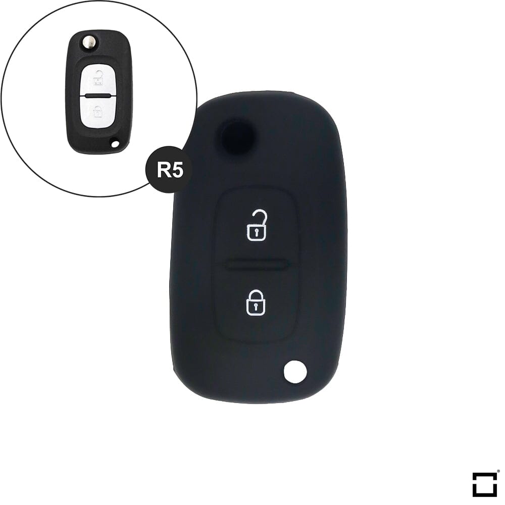 Silikon Schutzhülle / Cover passend für Renault Autoschlüssel R5 keyholster.com | the case company schwarz 